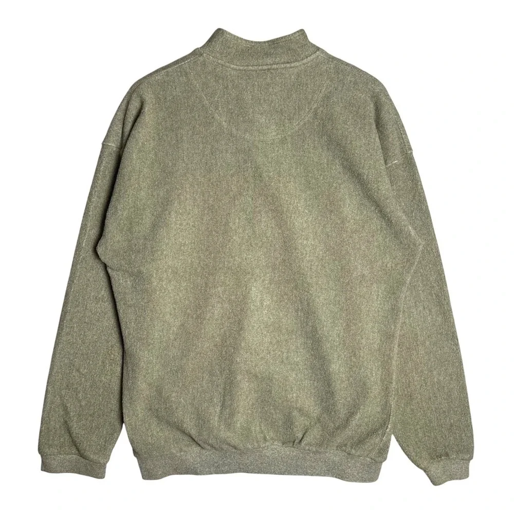 Green Brand Sansegal Recycled Yarn Mock Neck Button Pullover Sage Green Large - Picture 2 of 8